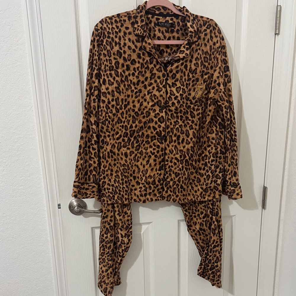 Ralph Lauren Brown and Black Animal Print Pajamas